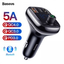 FM-трансмиттер BASEUS T-TYPED PLUS Bluetooth MP3 Quick Charger Type-C Модулятор с функцией быстрой зарядки NEW MODEL S13 Black