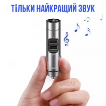 FM трансмиттер в машину BASEUS ENERGY COLUMN INAUTO BS-01 USB Bluetooth MP3 Вольтметр Автозарядка Hands Free Серебристый