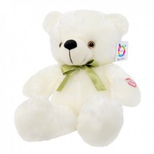 Мягкая игрушка Светящийся Мишка BONDIK Original с зеленой лентой 50см New Design White