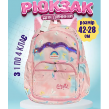 Детский школьный рюкзак-портфель для девочек 1-4 класс с принтом единорога, влагостойкий вместительный легкий рюкзак для начальной школы регулируемые лямки Розовый 