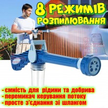Насадка на шланг с 8 режимами струи и съёмным резервуаром многофункциональный пистолет распылитель для полива сада огорода мойки автомобиля универсальное подключение прочный корпус