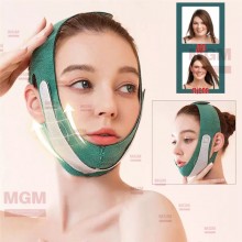 Универсальный V-образный ремень - маска для подтяжки лица и кожи FACE LIFT UP Полноразмерный бандаж - повязка для коррекции овала лица и подбородка Зелёный
