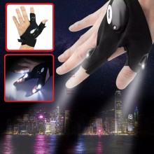 Фонарь - перчатка со светодиодом на 2 пальца руки на батарейке GLOVE LITE универсальный размер на липучке - устройство с подсветкой на кнопке Чёрный