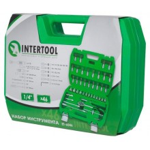 Набор стальных антикоррозийных инструментов INTERTOOL 46 предметов 1/4" ET-6046 + чемодан