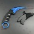 Тактический металлический нож с чехлом CS GO Керамбит КС ГО - Острый клинок из игры с кольцом под палец Синий