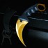 Тактический металлический нож с чехлом CS GO Керамбит КС ГО - Острый клинок из игры с кольцом под палец Золотистый