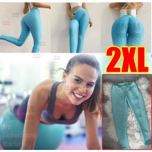 Лосины с эффектом push up - фактурные легинсы для спорта, тренажера, фитнеса, йоги - одежда эластичные леггинсы 2XL Бирюзовый