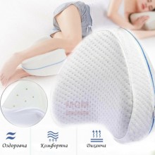 Подушка для ног и коленей ортопедическая Leg Pillow — с эффектом памяти — восстановление после операций — для позвоночника и снижения нагрузки на суставы — сон беременным — реабилитация после травм и операций — профилактика варикоза — гипоаллергенна White