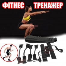 Тренажер для фитнес-тренировок прыжков вверх, бега LUTINO эспандер для развития мышц ног, ягодиц, бёдер - манжеты с липучкой, карабины, кольца