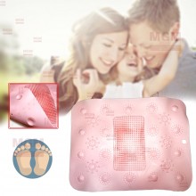 Силиконовый массажный коврик для массажа ног и чистки стоп MASSAGE BATH MAT с креплением на присосках на пол, в ванную, душ Розовый