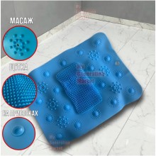Массажный коврик для чистки, массажа стопы ног из силикона MASSAGE BATH MAT на присосках на пол, кафель, в ванную, душ Синий