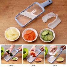 Механічна овочерізка MULTI-MANDOLINE SLICER 3-в-1 з тримачем, фіолетова — універсальна ручна терка для картоплі, овочів і фруктів з безпечним тримачем та міцним лезом для швидкої нарізки