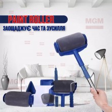 Набор универсальных валиков для покраски потолка стен пола поверхности PAINT ROLLER с емкостью для краски и поддоном Синий