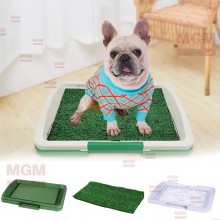 Відкритий туалетний піддон для собак PUPPY POTTY PAD з килимком травка, білий - гігієнічний лоток-горщик для цуценят та дрібних порід, тренажер для привчання до туалету