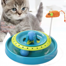 Игрушка дразнилка для котов и кошек SI MU BEIBEI трек карусель для котят с мышкой на пружине, 2 независимых шарика